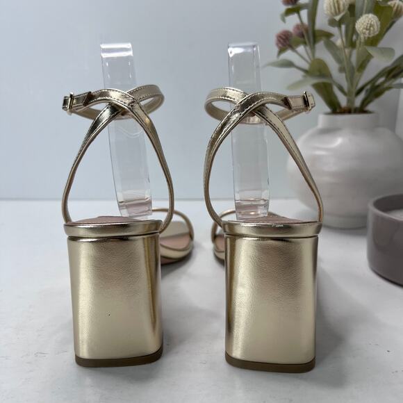 Steve Madden Luxe Block Heel Sandals Ankle Strap Square Toe Gold Women's 11M - Picture 7 of 11